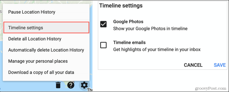 Google Maps Timeline-Einstellungen, Google Fotos anzeigen