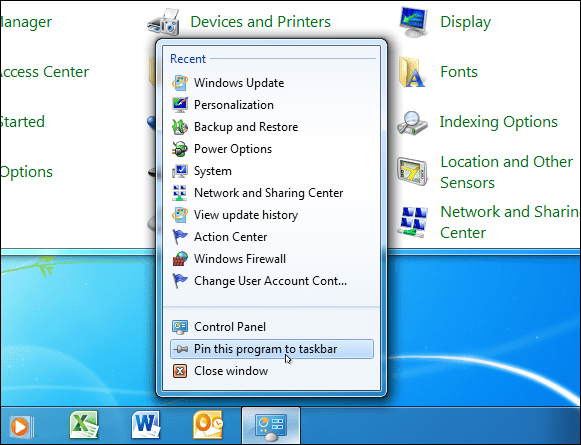Windows 7-Systemsteuerung