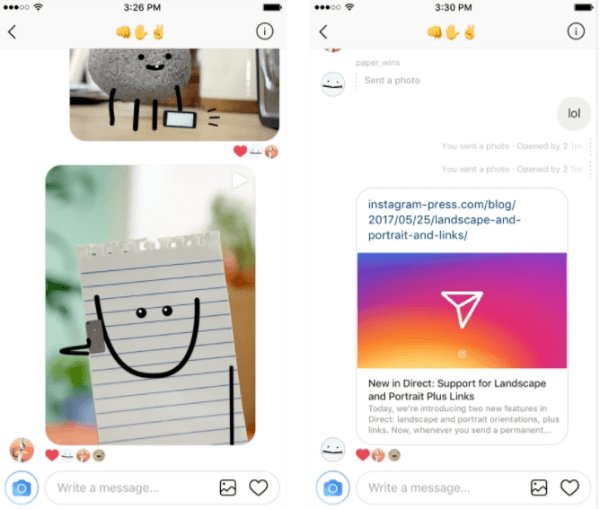  Instagram hat die Unterstützung für Weblinks in Direct hinzugefügt und ermöglicht es Benutzern nun, Quer- und Hochformatausrichtungen für ein Bild auszuwählen