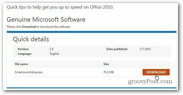 Erfahren Sie mehr über Office 2010 mit einem Bildschirmschoner