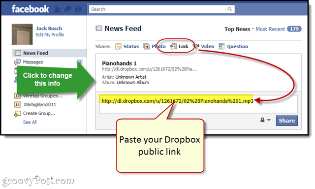 Facebook + Dropbox: Kostenloses MP3-Streaming auf Ihrer Facebook-Pinnwand