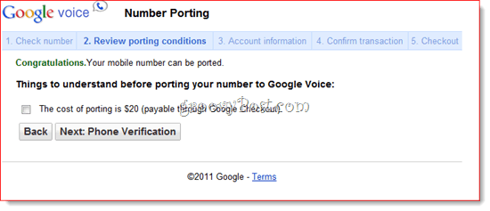Vorhandene Nummer an Google Voice portieren