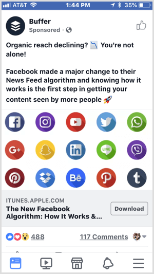 Beispiel einer Facebook-Anzeige mit Download