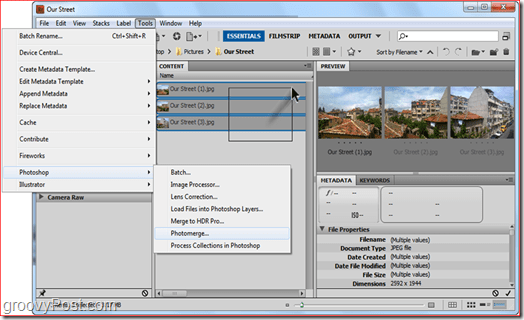 Erstellen eines Panoramas mit Adobe Bridge und Adobe Photoshop