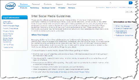 Intel Social Media Richtlinien