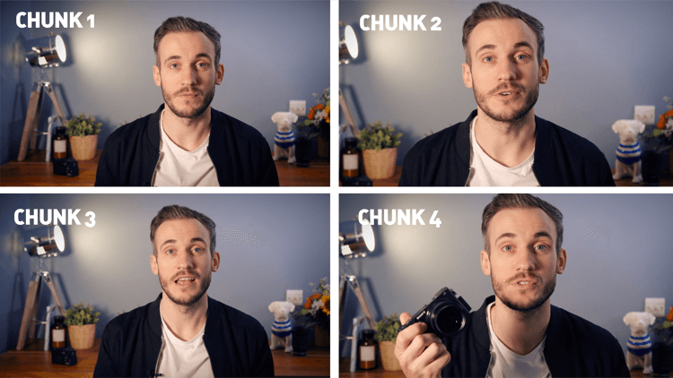 Beispiel für die Neupositionierung der Kamera für die Video-Chunking-Technik