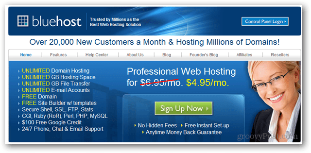Bluehost Domain und Webhosting
