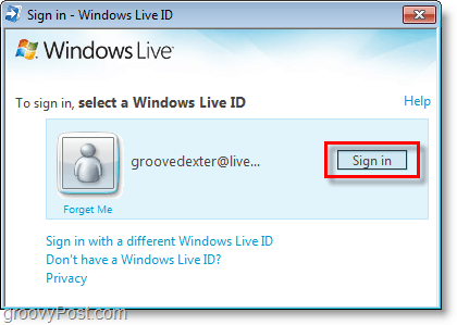 Melden Sie sich mit Ihrer Windows Live ID bei der Bing Bar an