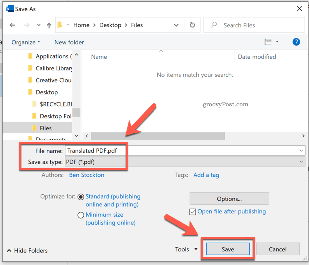 Speichern als PDF in Word