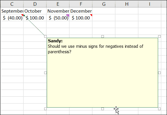 Ändern Sie die Größe oder verschieben Sie Notizen in Excel