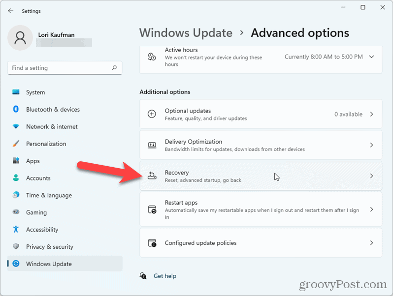 Klicken Sie in den Windows 11-Einstellungen auf Wiederherstellung