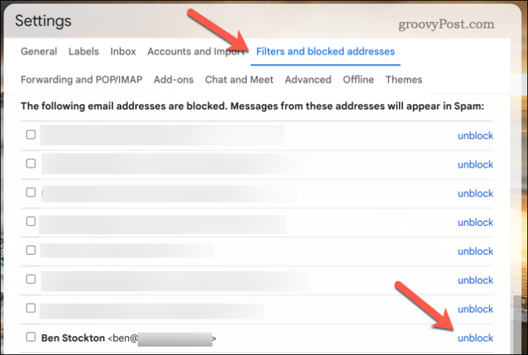 Entsperren Sie einen Benutzer in Gmail