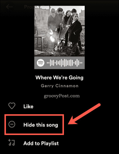 Verstecke einen Song auf Spotify