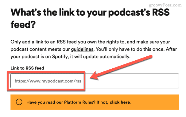 Geben Sie Ihren Podcast-RSS-Feed in Spotify ein