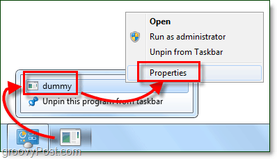 Anpassen der Eigenschaften der Taskleistenverknüpfung Fenster 7