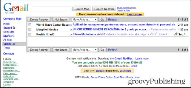 Google Mail im alten HTML-Stil