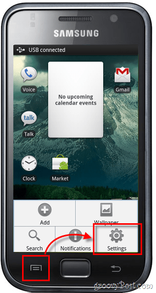 Android-Einstellungen Samsung Galaxy Menüschaltfläche