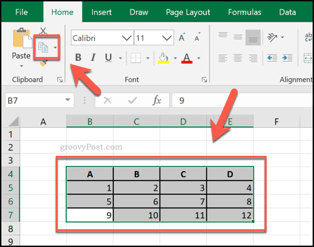 Zellen aus Excel als Tabelle kopieren