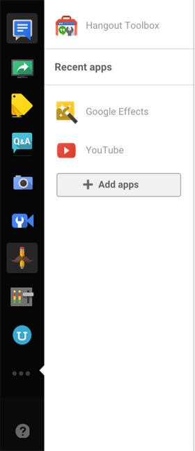 Google + Hangouts Bild links im Bedienfeld