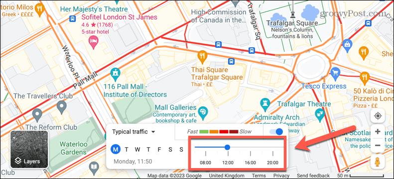 Google Maps typische Verkehrszeit