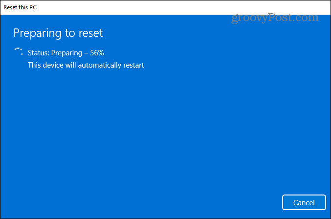 Vorbereitung zum Neustart von Windows 11