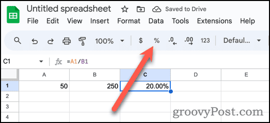 Schaltfläche „Prozentformatierung“ in Google Sheets_11