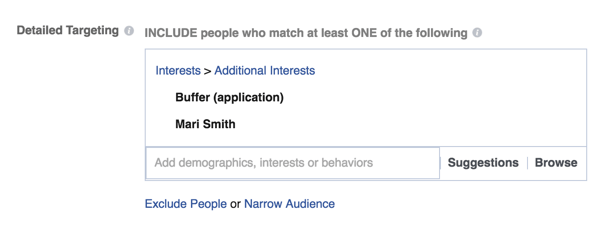 Richten Sie im Facebook Ads Manager bestimmte Targeting-Optionen ein.