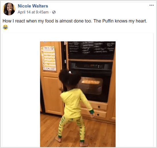 Nicole Walters hat ein Facebook-Video gepostet, in dem ihre kleine Tochter im Schlafanzug vor dem Ofen tanzt, während sie darauf wartet, dass ihr Essen fertig ist.