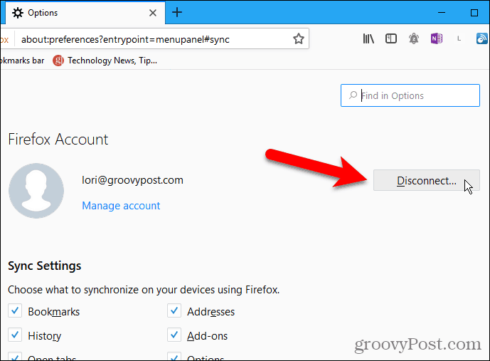 Klicken Sie in Firefox für Windows auf Trennen