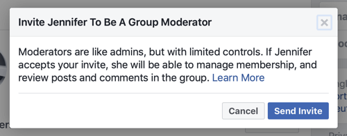 So verbessern Sie Ihre Facebook-Gruppengemeinschaft, Beispiel für die Facebook-Nachricht, wenn ein Mitglied als Gruppenmoderator ausgewählt wird