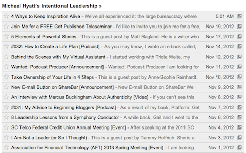 Michael Hyatt Blog in Google Reader