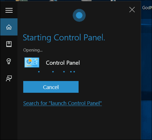 Windows 10 Cortana Öffnen Sie die Systemsteuerung