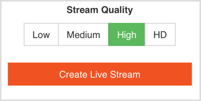 Wählen Sie die Live-Stream-Qualität in Switcher Go.