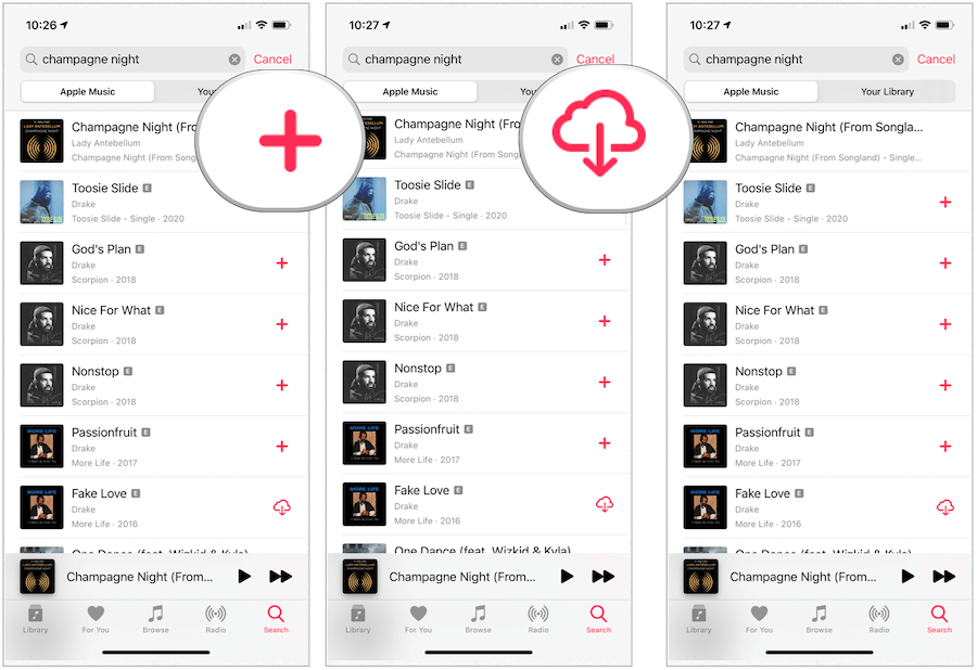 Apple Music lädt Songs auf das Gerät herunter