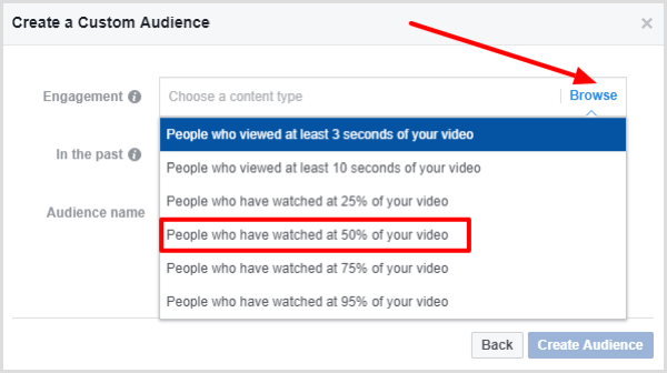Wählen Sie Personen aus, die mindestens 50% Ihres Videos angesehen haben.