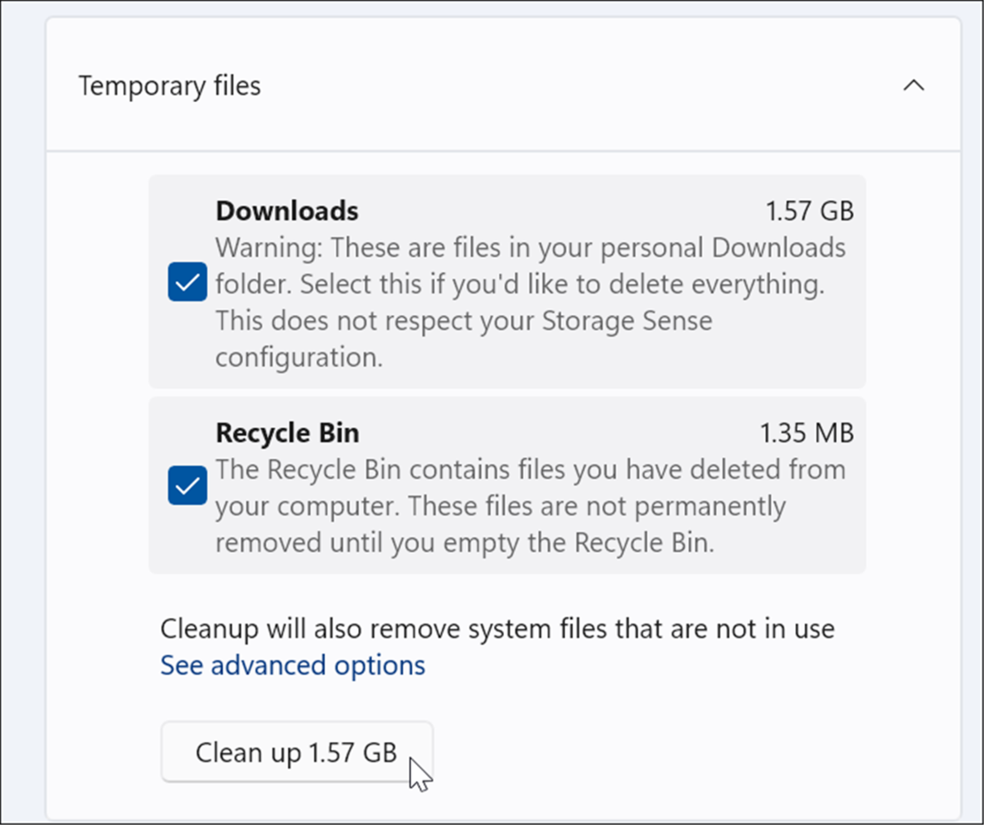 Temporäre Dateien unter Windows 11 löschen