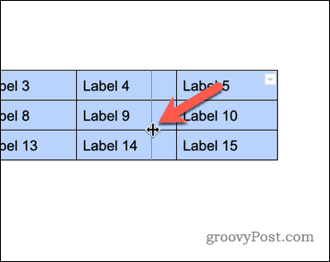 Ändern der Größe einer Tabelle in Google Docs