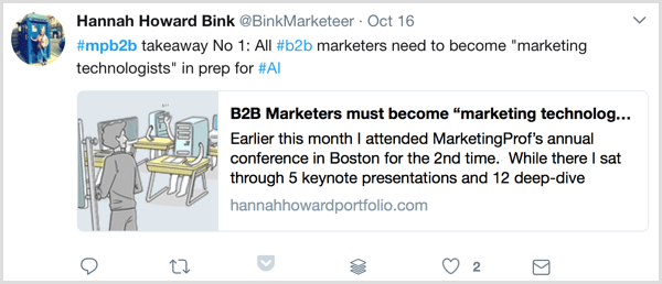 Live-Blogging Marketing Profis B2B Marketing Forum Twitter Beispiel