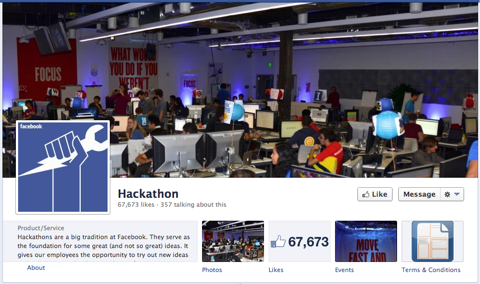 Facebook Hackathon Seite