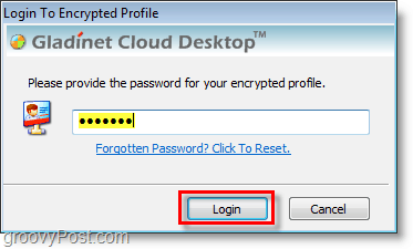 Sie werden aufgefordert, Ihr soeben erstelltes Passwort einzugeben