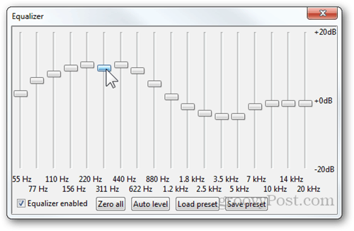 foobar2000 Equalizer Bars Dezibel dB Auto Level Load Save Preset