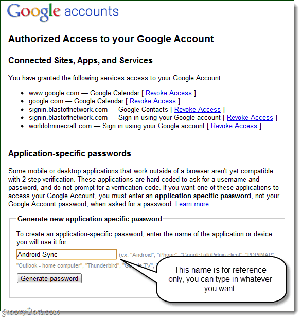 Verwenden Sie Google, um anwendungsspezifische Passwörter zu generieren