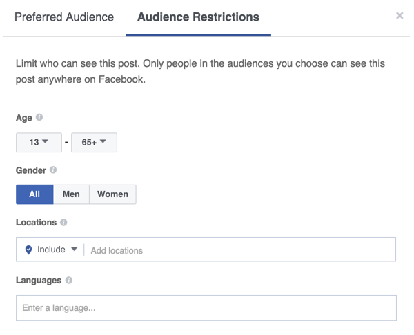 Sie können auch die Sichtbarkeit Ihres Facebook-Posts einschränken.
