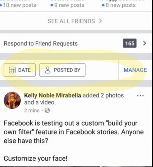 Facebook scheint eine einfache Möglichkeit zu sein, von Ihnen, Ihren Freunden oder allen erstellte Beiträge zu suchen, zu filtern und zu verwalten.