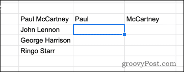 Getrennte Namen in Google Sheets