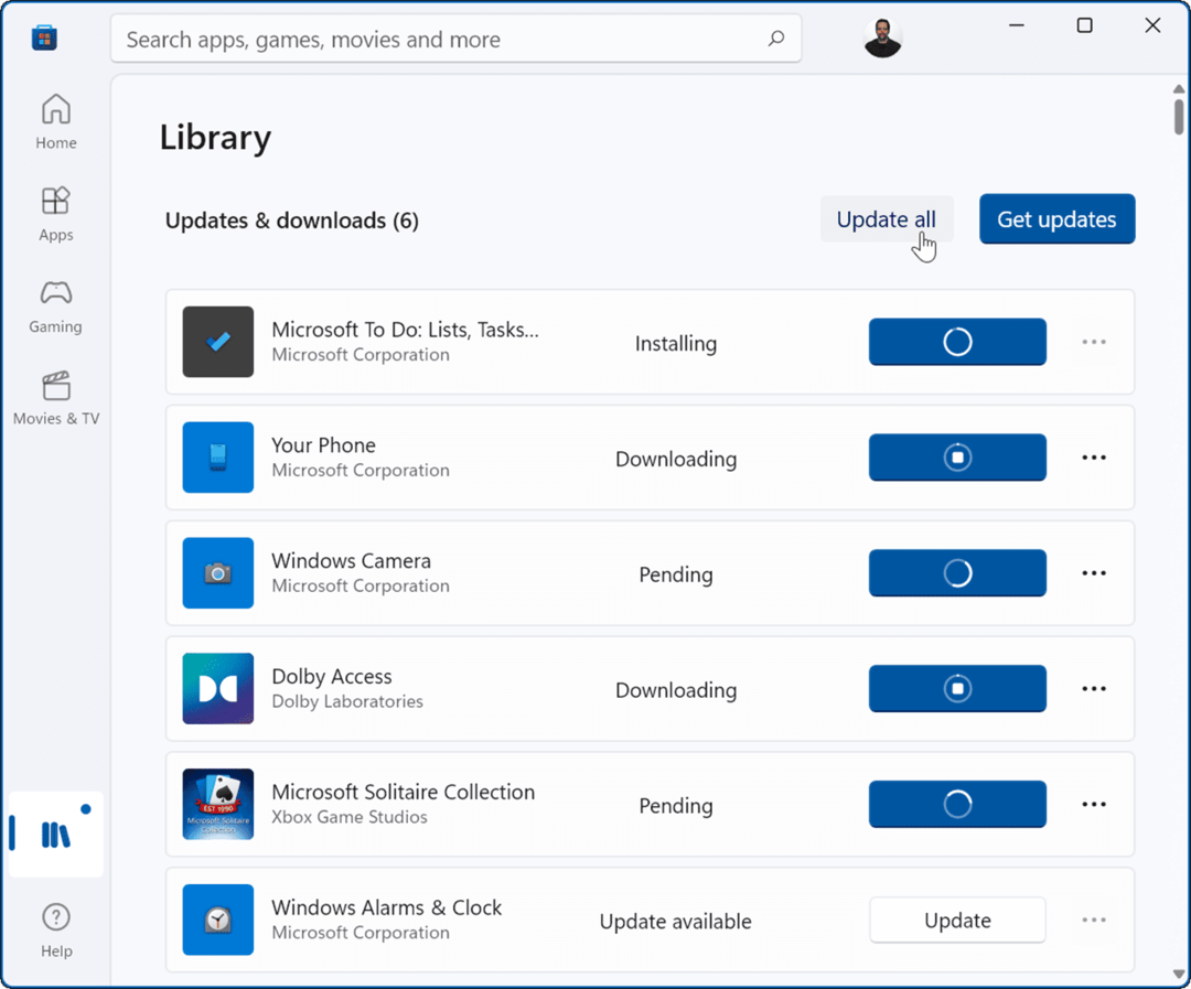Aktualisieren Sie das Microsoft Store-Update