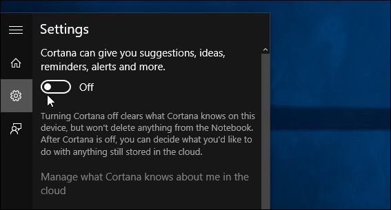 schalte alle Karten Cortana aus