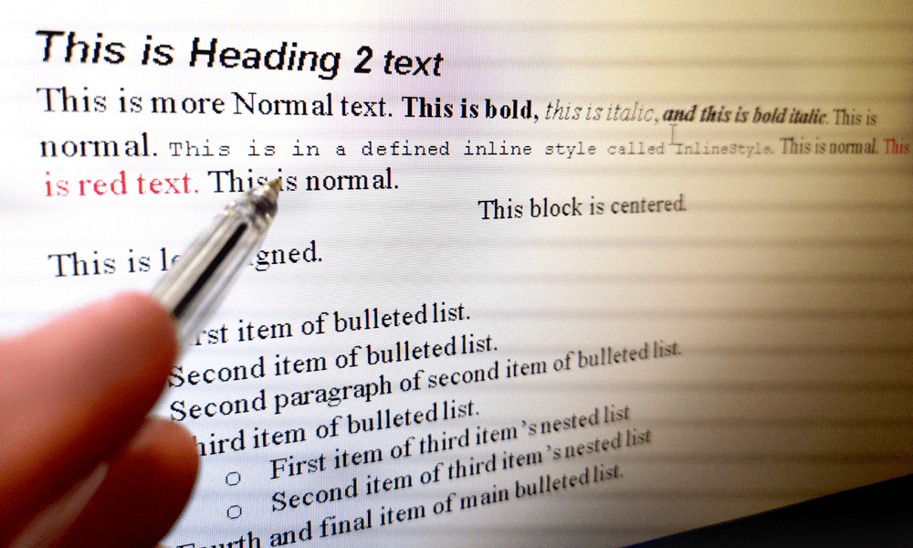 Beispiele für die Textformatierung in einem Dokument vorgestellt
