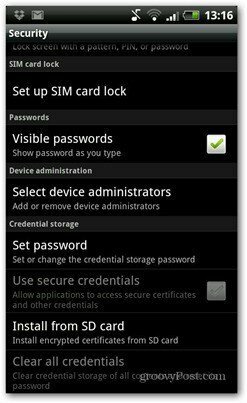 Android PIN-Code eingerichtet SIM-Kartensperre