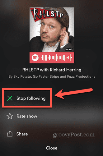 Spotify hört auf zu folgen